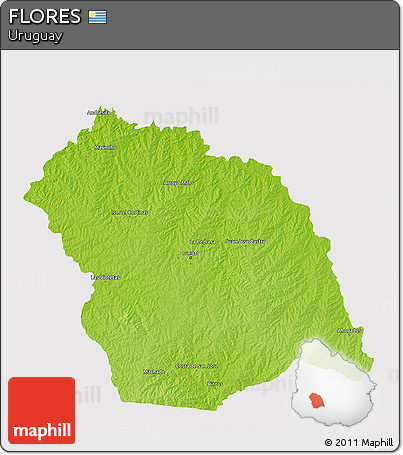 Physical 3D Map of FLORES, cropped outside