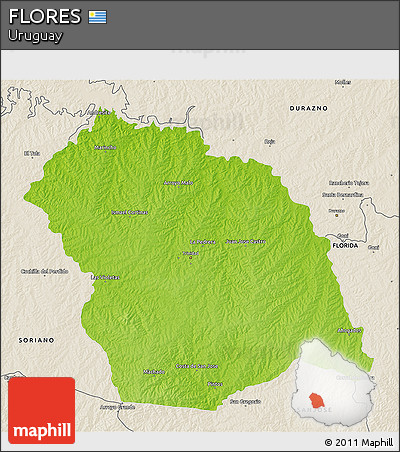 Physical 3D Map of FLORES, shaded relief outside
