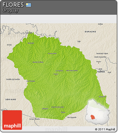 Physical 3D Map of FLORES, shaded relief outside