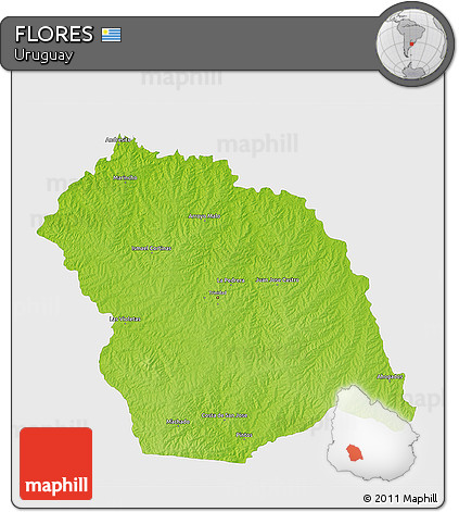 Physical 3D Map of FLORES, single color outside