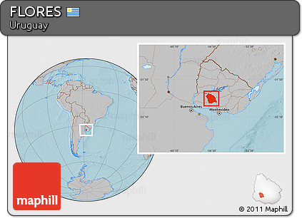 Gray Location Map of FLORES, hill shading