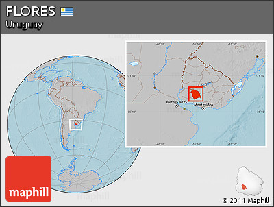 Gray Location Map of FLORES, hill shading