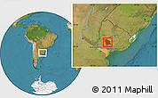 Satellite Location Map of FLORES, within the entire country