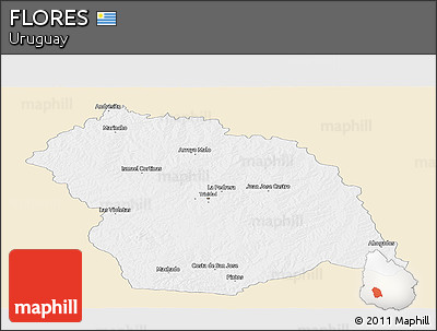 Classic Style Panoramic Map of FLORES, single color outside