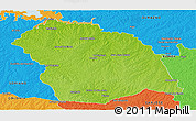 Physical Panoramic Map of FLORES, political outside