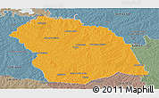 Political Panoramic Map of FLORES, semi-desaturated