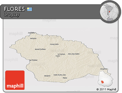 Shaded Relief Panoramic Map of FLORES, cropped outside