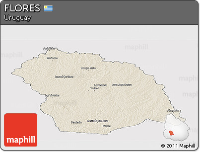 Shaded Relief Panoramic Map of FLORES, cropped outside