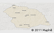 Shaded Relief Panoramic Map of FLORES, lighten, semi-desaturated