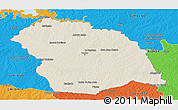 Shaded Relief Panoramic Map of FLORES, political outside