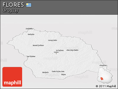 Silver Style Panoramic Map of FLORES, single color outside