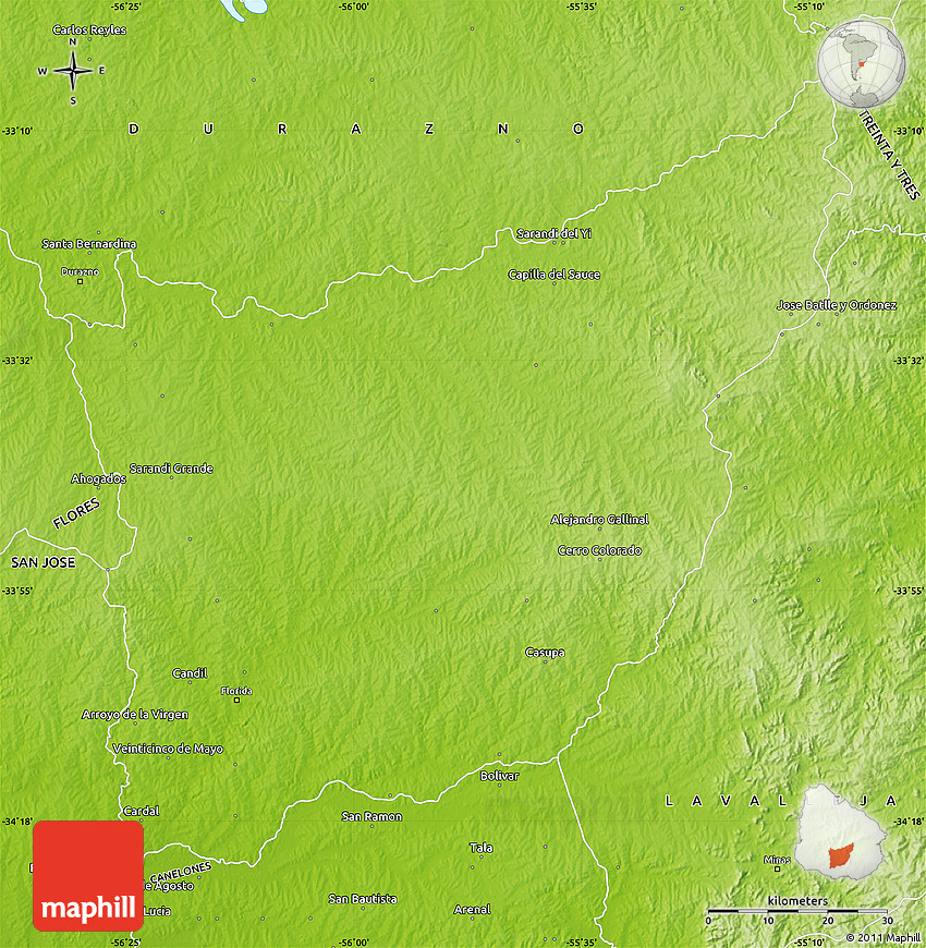 Physical Map of FLORIDA