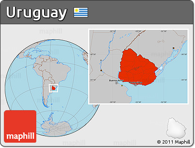 Gray Location Map of Uruguay