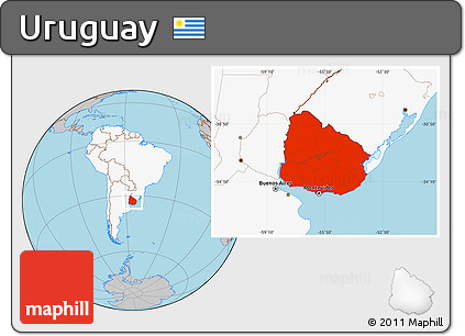Gray Location Map of Uruguay, highlighted continent