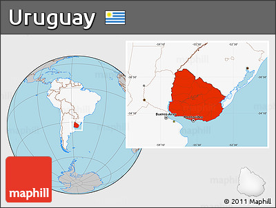 Gray Location Map of Uruguay, highlighted continent