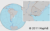 Gray Location Map of Uruguay, hill shading inside