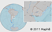 Gray Location Map of Uruguay, hill shading outside