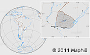 Gray Location Map of Uruguay, lighten, desaturated