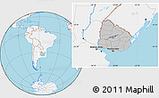 Gray Location Map of Uruguay, lighten, land only