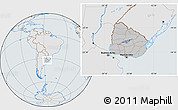 Gray Location Map of Uruguay, lighten, semi-desaturated