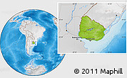 Physical Location Map of Uruguay, lighten, desaturated, land only