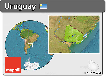 Physical Location Map of Uruguay, satellite outside