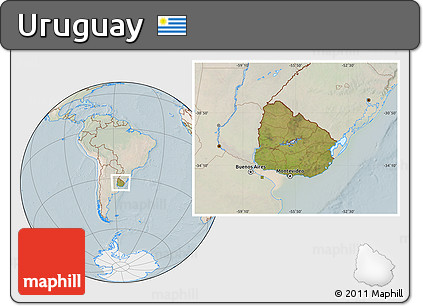 Satellite Location Map of Uruguay, lighten