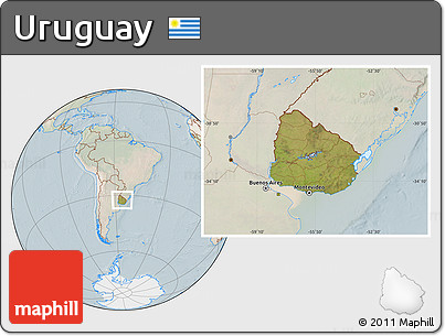 Satellite Location Map of Uruguay, lighten
