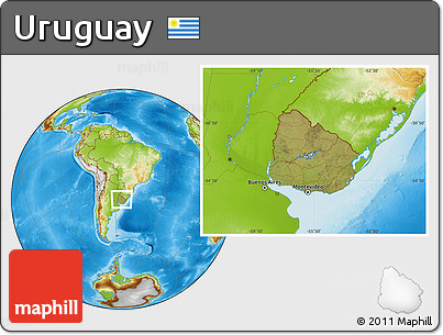Satellite Location Map of Uruguay, physical outside
