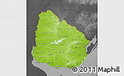 Physical Map of Uruguay, darken, desaturated