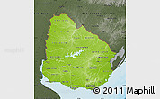 Physical Map of Uruguay, darken, semi-desaturated, land only