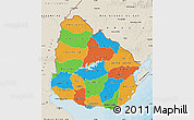 Political Map of Uruguay, shaded relief outside, bathymetry sea