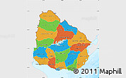 Political Map of Uruguay, single color outside, bathymetry sea