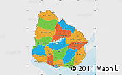 Political Map of Uruguay, single color outside, shaded relief sea