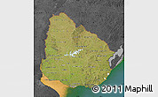 Satellite Map of Uruguay, darken, desaturated, land only