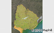 Satellite Map of Uruguay, darken, semi-desaturated, land only