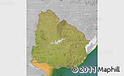 Satellite Map of Uruguay, lighten, desaturated, land only