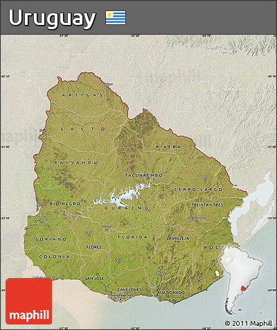 Satellite Map of Uruguay, lighten