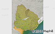 Satellite Map of Uruguay, lighten, semi-desaturated, land only