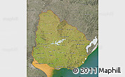 Satellite Map of Uruguay, semi-desaturated, land only