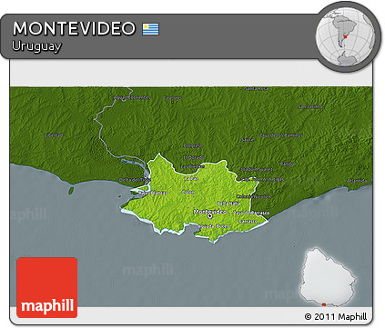 Physical 3D Map of MONTEVIDEO, darken