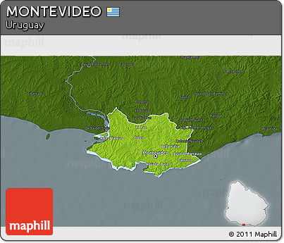 Physical 3D Map of MONTEVIDEO, darken