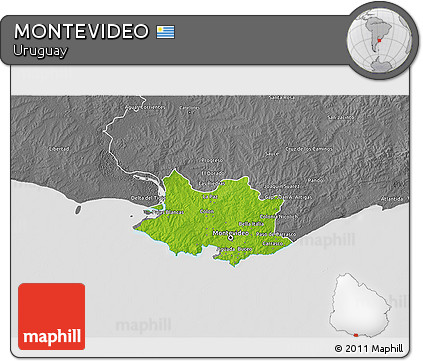 Physical 3D Map of MONTEVIDEO, desaturated