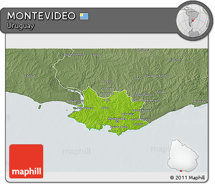Physical 3D Map of MONTEVIDEO, semi-desaturated