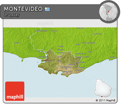 Satellite 3D Map of MONTEVIDEO, physical outside