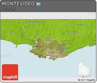 Satellite 3D Map of MONTEVIDEO, physical outside