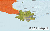 Satellite 3D Map of MONTEVIDEO, political outside