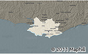 Shaded Relief 3D Map of MONTEVIDEO, darken
