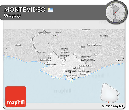 Silver Style 3D Map of MONTEVIDEO