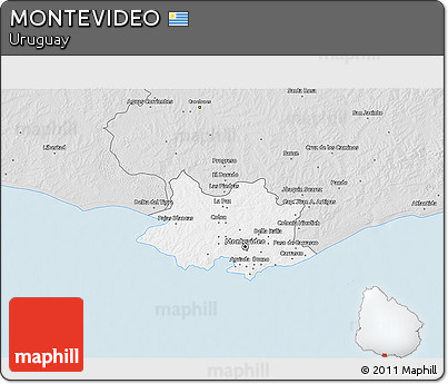 Silver Style 3D Map of MONTEVIDEO
